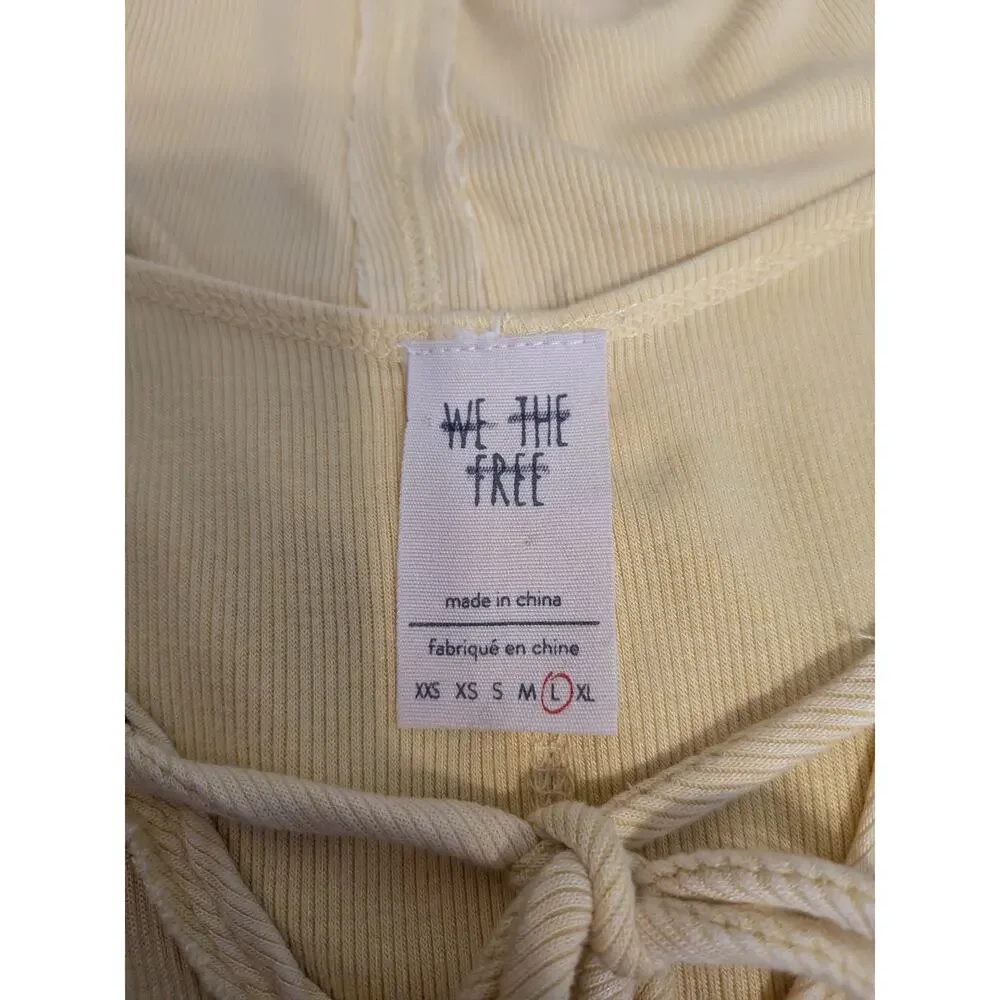 We The Free Ribbed Tie Front Tank Top Size Large Yellow Boho Flowy Coastal Chic - Picture 4 of 9